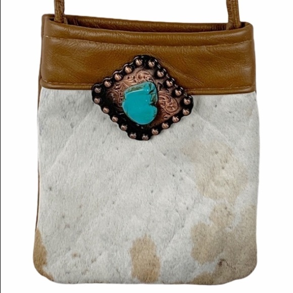 BOHO jeweled calf hair & leather mini crossbody - Picture 2 of 8